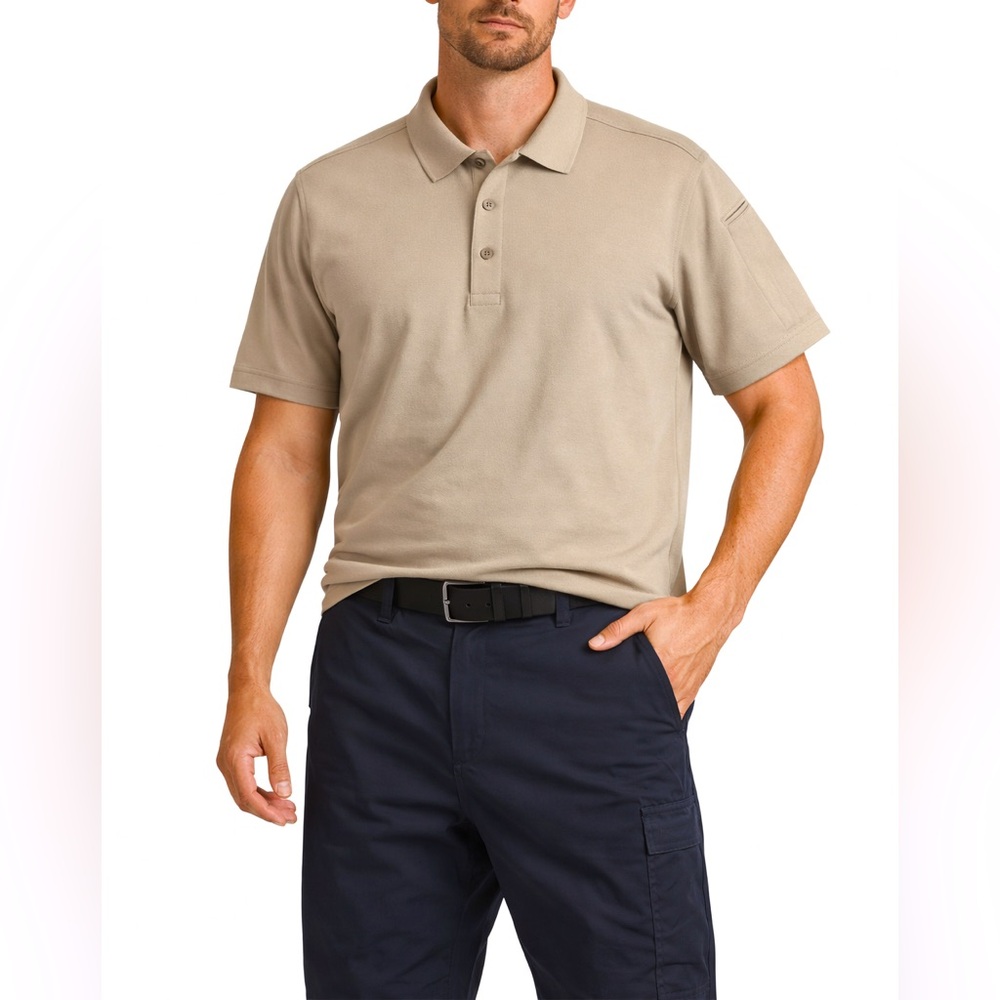 5.11 Tactical Utility Polo Shirt Men’s Medium Silver Tan Short Sleeve New!